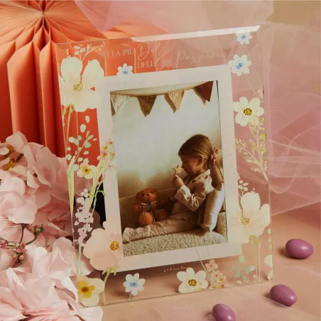 Bomboniera Matrimonio Claraluna 2026 – Portafoto in vetro floreale rosa Claraluna - 1