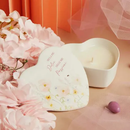 Bomboniera Matrimonio Claraluna 2026 – Scatola cuore con candela profumata floreale rosa (Scatola Botanica) Claraluna - 1