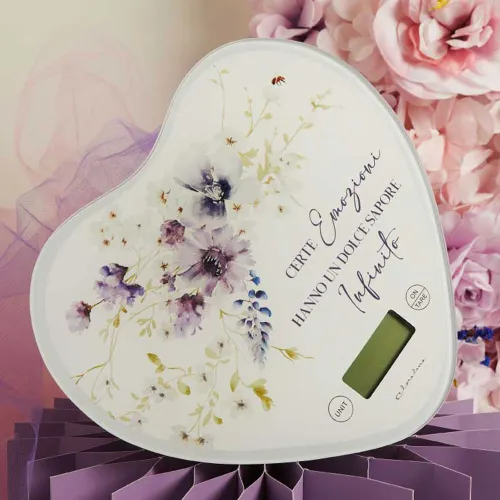 Bomboniera Matrimonio Claraluna 2026 – Bilancia cuore floreale lilla (con scatola regalo) Claraluna - 1