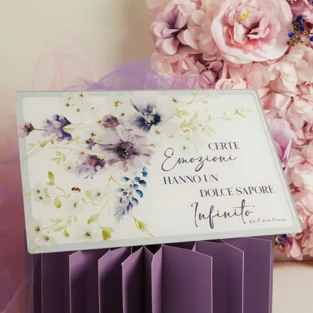 Bomboniera Matrimonio Claraluna 2026 – Tagliere in vetro floreale rosa (con scatola regalo) Claraluna - 1