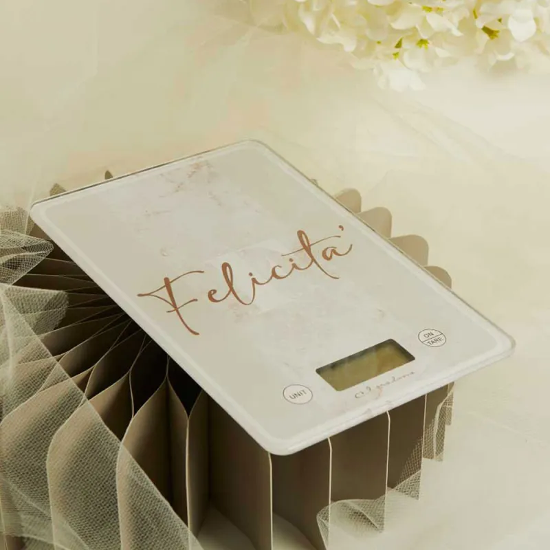 Bomboniera Matrimonio Claraluna 2026 – Bilancia rettangolare “Felicità” (con scatola regalo) Claraluna - 1