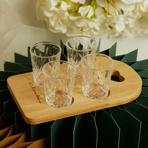 Vassoio in bamboo con 4 bicchierini – Claraluna 2026 (scatola Botanica) Claraluna - 1