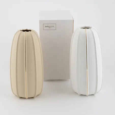 Bomboniera matrimonio vaso grande in porcellana con dettagli oro Margot - 1