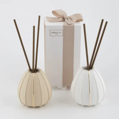 Bomboniera matrimonio diffusore vasetto in porcellana con dettagli oro Margot - 1