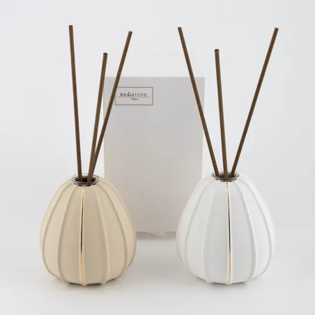 Bomboniera matrimonio diffusore vasetto grande in porcellana con dettagli oro Margot - 1