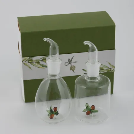 Bomboniera oliera piccola in vetro con decoro ulivo Margot - 2