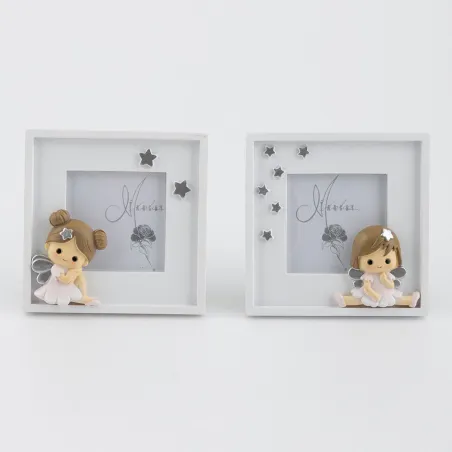 Bomboniera Prima Comunione portafoto quadrato ballerina stelline argento Margot - 1