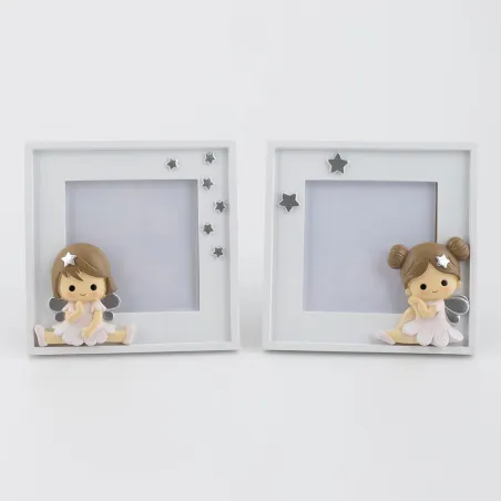 Portafoto ballerina grande quadrato stelline argento Prima Comunione Margot - 1