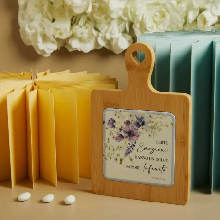 Bomboniera Matrimonio Claraluna 2026 Tagliere Bamboo Floreale Lilla Claraluna - 1