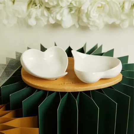 Bomboniera Matrimonio Claraluna 2026 Vassoio Cuori Bamboo Claraluna - 1