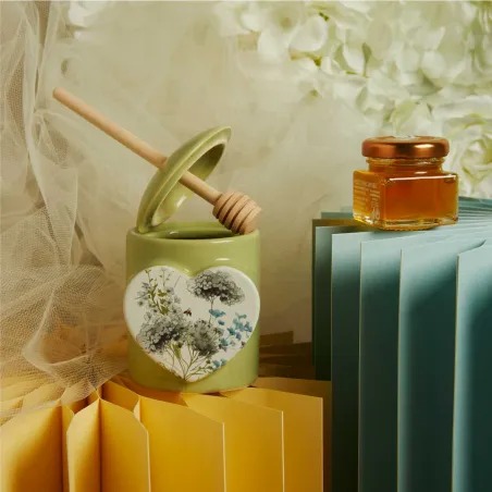 Bomboniera Matrimonio Claraluna 2026 Porta Miele Verde con Miele Claraluna - 1