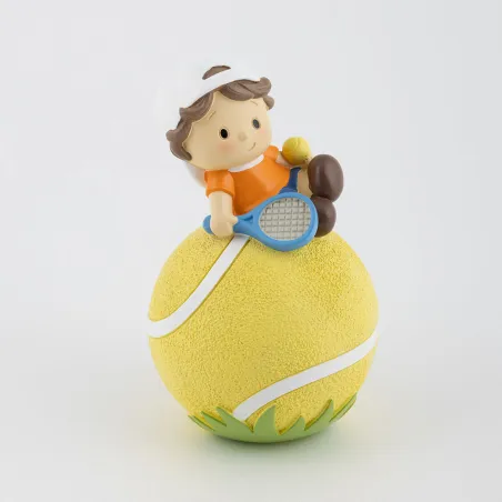 Bomboniera Prima Comunione salvadanaio tennista palla da tennis Margot - 1