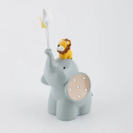 Bomboniera nascita salvadanaio elefante con leoncino e palloncini Margot - 1