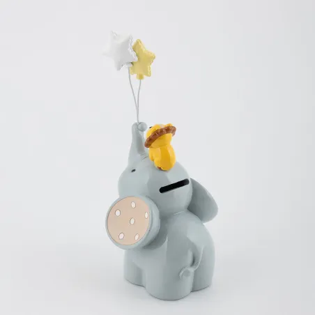 Bomboniera nascita salvadanaio elefante con leoncino e palloncini Margot - 2