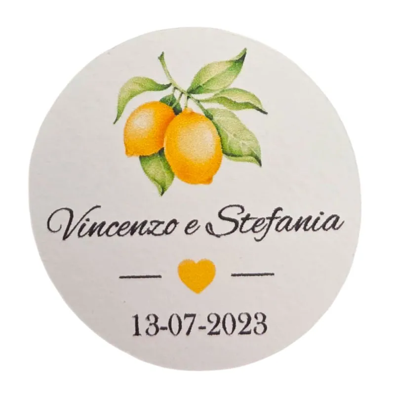 Tag Matrimonio con Limoni, Nomi e Data – Stile Mediterraneo Personalizzato - 1