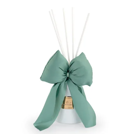 Diffusore ambiente 80 ml con fiocco verde per bomboniera matrimonio Cupido - 1