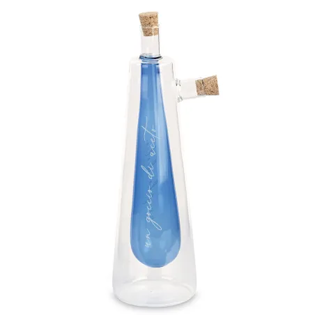 Bomboniera matrimonio oliera e acetiera vetro blu 2 in 1 Cupido - 1