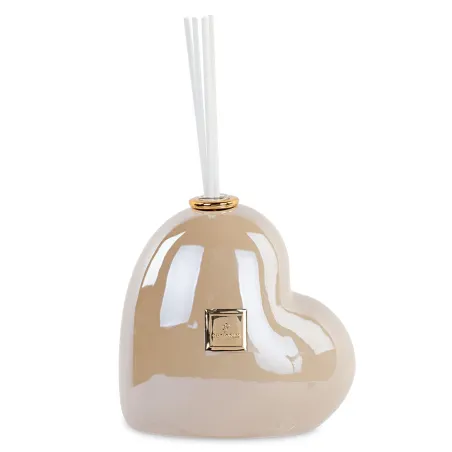 Diffusore 50 ml Cuore Beige Perlato Ambra Bomboniera Matrimonio Cupido - 1