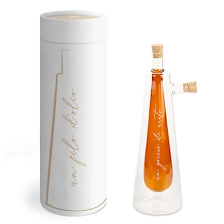 Bomboniera matrimonio oliera e acetiera in vetro ambra 2 in 1 con scatola Cupido - 2