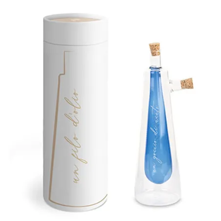 Bomboniera matrimonio oliera e acetiera vetro blu 2 in 1 Cupido - 2