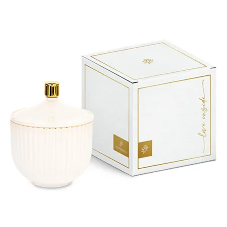 Bomboniera matrimonio potiche vetro plissé bianca tappo oro Cupido - 2