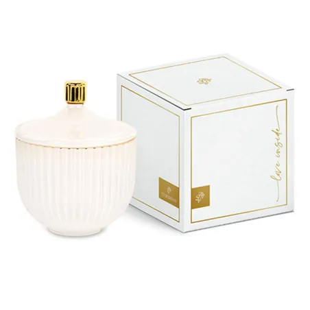 Potiche grande plissé bianco con tappo oro bomboniera matrimonio Cupido - 2