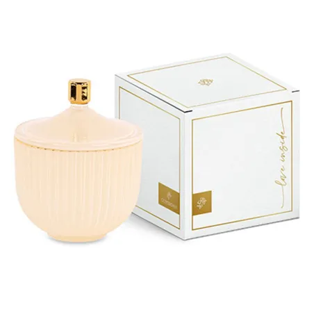 Potiche grande plissé crema con tappo oro bomboniera matrimonio Cupido - 2