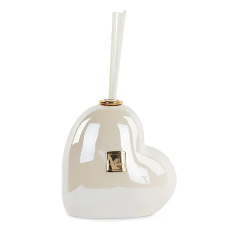 Diffusore cuore avorio perlato 50 ml ambra bomboniera matrimonio Cupido - 1