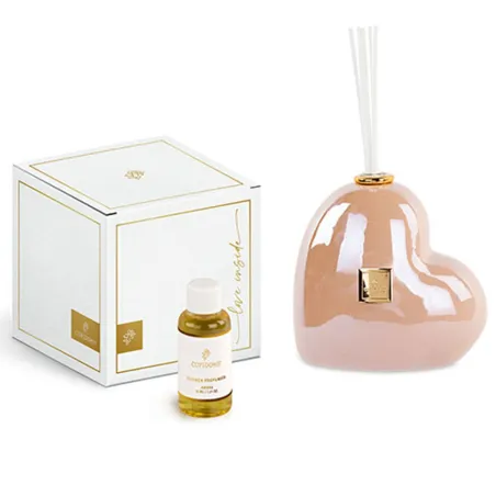 Diffusore cuore cipria 50 ml ambra bomboniera matrimonio Cupido - 2