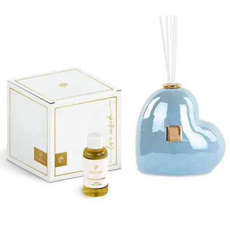 Diffusore cuore avio perlato 50 ml ambra bomboniera matrimonio Cupido - 1