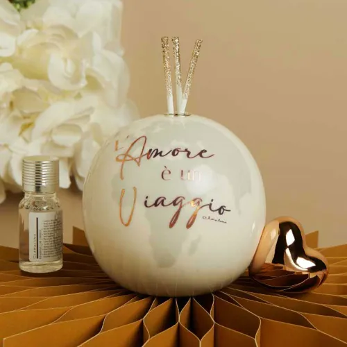 Bomboniera Matrimonio Claraluna 2026 Diffusore Globo Cuore Oro Rosa Claraluna - 1