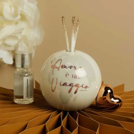 Bomboniera Matrimonio Claraluna 2026 Diffusore Globo Cuore Oro Rosa Claraluna - 1