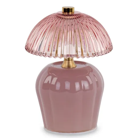 Lampada vetro rosa antico plissé bomboniera matrimonio Cupido - 1