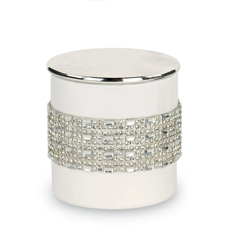 Candela vetro bianco con strass profumata ambra Cupido - 1