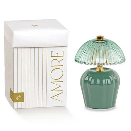 Lampada vetro verde plissé bomboniera matrimonio Cupido - 2