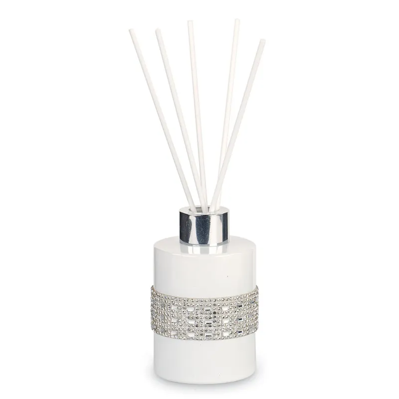 Diffusore bianco con strass profumazione ambra bomboniera matrimonio Cupido - 1