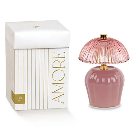 Lampada vetro rosa antico plissé bomboniera matrimonio Cupido - 2