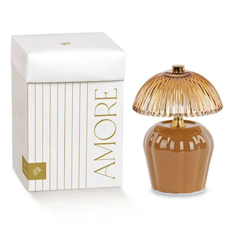 Bomboniera matrimonio lampada vetro ocra plissé oro Cupido - 2