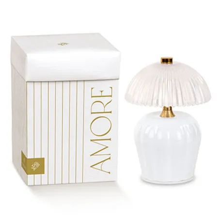 Lampada vetro bianca plissé bomboniera matrimonio