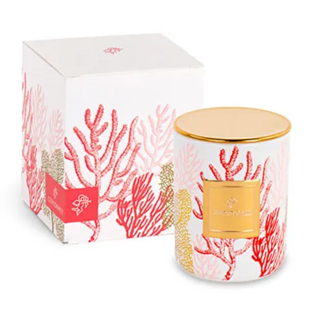 Bomboniera matrimonio candela vetro Linea Intrecci corallo Cupido - 2