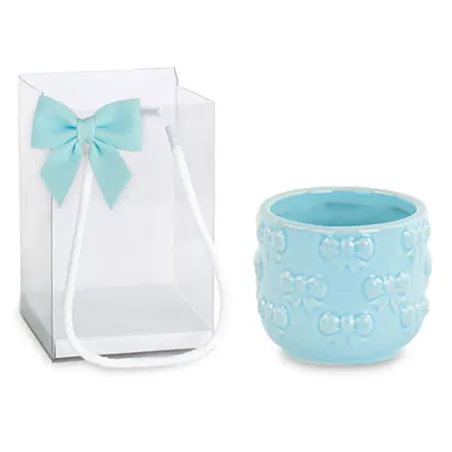 Cachepot azzurro bimbo bomboniera battesimo Cupido - 1