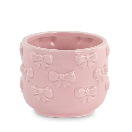 Bomboniera battesimo cachepot grande rosa con fiocchetti e shopper Cupido - 2