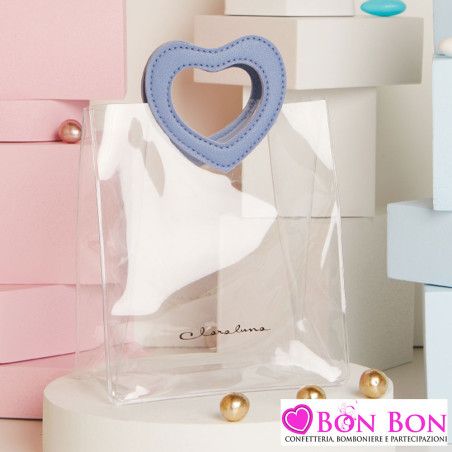 Bomboniera Battesimo Bimbo Coniglietto Celeste con Cuore in Porcellana Grande Claraluna - 9