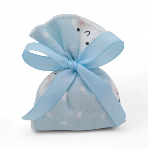 Sacchetto porta confetti nascita o battesimo celeste con stelline Liete Creazioni - 1