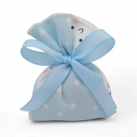 Sacchetto porta confetti nascita o battesimo celeste con stelline Liete Creazioni - 1