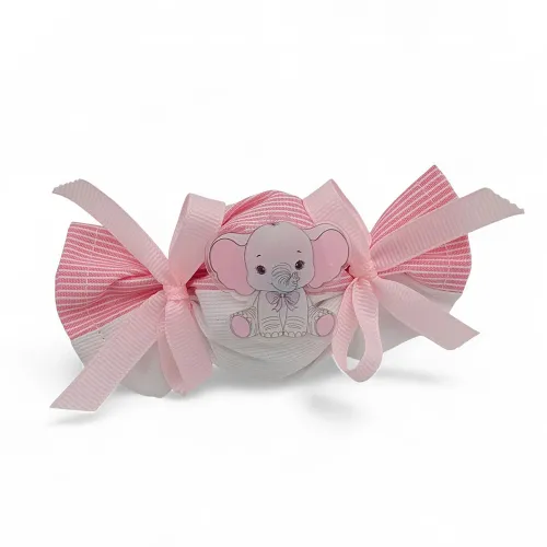 Caramella porta confetti rosa elefantino per battesimo Liete Creazioni - 1