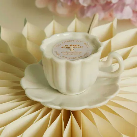 Bomboniera Matrimonio Claraluna 2026 Candela Tazza Bianca Claraluna - 1