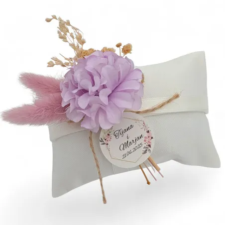 Busta porta confetti matrimonio lino panna ortensia lilla Liete Creazioni - 1