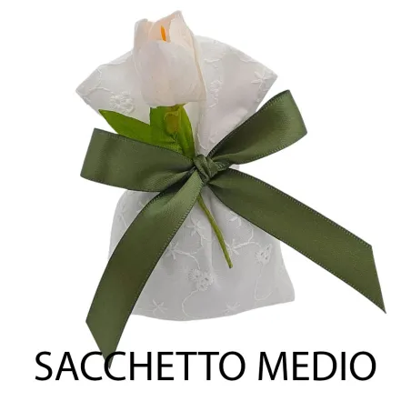 copy of Sacchetti porta confetti matrimonio in lino panna con tulipano cipria Liete Creazioni - 4