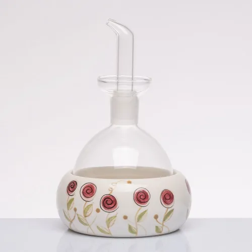 Bomboniera solidale oliera vetro con piattino bocciolo rosa Cuorematto 2026 Cuorematto - 1